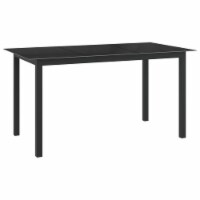 vidaXL Patio Table Black 59.1 x35.4 x29.1 Aluminum and Glass