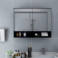 vidaXL LED Bathroom Mirror Cabinet Black 31.5 x5.9 x23.6 MDF