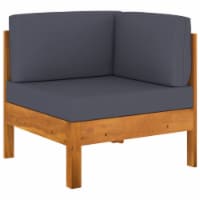 vidaXL Corner Sofa with Dark Gray Cushions Solid Acacia Wood