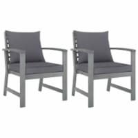 vidaXL Patio Chairs 2 pcs with Dark Gray Cushions Solid Acacia Wood