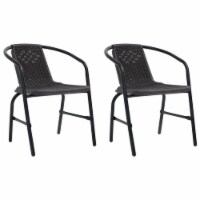 vidaXL Patio Chairs 2 pcs Plastic Rattan and Steel 242.5 lb