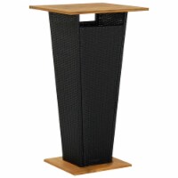 vidaXL Bar Table Black 23.6 x23.6 x43.3  Poly Rattan and Solid Acacia Wood