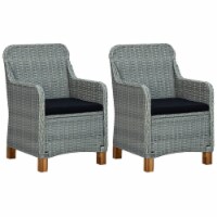 vidaXL Patio Chairs with Cushions 2 pcs Poly Rattan Light Gray