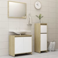 vidaXL 3 Piece Bathroom Furniture Set White and Sonoma Oak Engineered Wood
