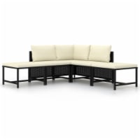 vidaXL 5 Piece Patio Sofa Set with Cushions Black Poly Rattan