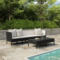 vidaXL 6 Piece Patio Lounge Set with Cushions Poly Rattan Black