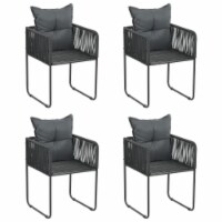 vidaXL Patio Chairs 4 pcs with Pillows Poly Rattan Black
