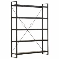 vidaXL 5-Tier Bookcase Black 55.1 x11.8 x70.9 Solid Mango Wood