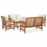 vidaXL 5 Piece Patio Lounge Set with Cushions Solid Acacia Wood