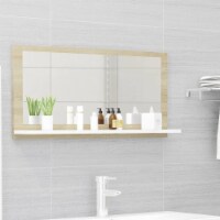 vidaXL Bathroom Mirror White and Sonoma Oak 31.5 x4.1 x14.6 Engineered Wood