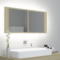 vidaXL LED Bathroom Mirror Cabinet Sonoma Oak 39.4 x4.7 x17.7  Acrylic