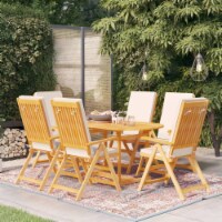 vidaXL 7 Piece Patio Dining Set with Cushions Solid Teak Wood