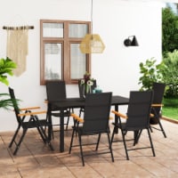 vidaXL 7 Piece Patio Dining Set Black and Brown