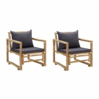 vidaXL Patio Chairs with Cushions 2 pcs Bamboo