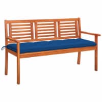 vidaXL 3-Seater Patio Bench with Cushion 59.1 Solid Eucalyptus Wood