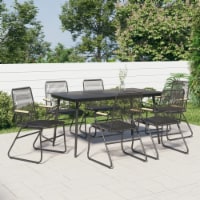 vidaXL 7 Piece Patio Dining Set Black PVC Rattan