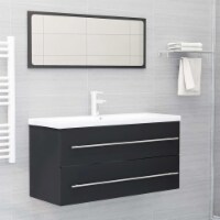 vidaXL 2 Piece Bathroom Furniture Set Gray Engineered Wood