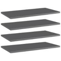 vidaXL Bookshelf Boards 4 pcs High Gloss Gray 23.6 x11.8 x0.6 Engineered Wood