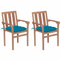 vidaXL Patio Chairs 2 pcs with Light Blue Cushions Solid Teak Wood