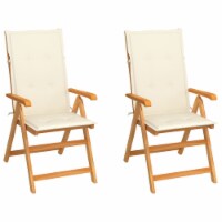 vidaXL Patio Chairs 2 pcs with Cream Cushions Solid Teak Wood