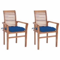 vidaXL Dining Chairs 2 pcs with Blue Cushions Solid Teak Wood