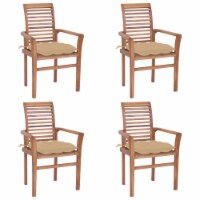 vidaXL Dining Chairs 4 pcs with Beige Cushions Solid Teak Wood