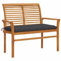 vidaXL Patio Bench with Anthracite Cushion 44.1 Solid Teak Wood