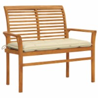vidaXL Patio Bench with Cream White Cushion 44.1 Solid Teak Wood