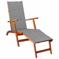 vidaXL Patio Deck Chair with Footrest and Cushion Solid Acacia Wood