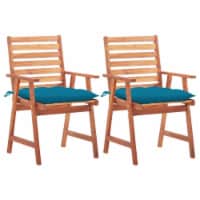 vidaXL Patio Dining Chairs 2 pcs with Cushions Solid Acacia Wood