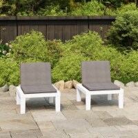 vidaXL Patio Lounge Chairs with Cushions 2 pcs Plastic White