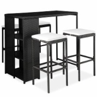 vidaXL 5 Piece Patio Bar Set with Cushions Poly Rattan Black