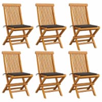 vidaXL Patio Chairs with Taupe Cushions 6 pcs Solid Teak Wood