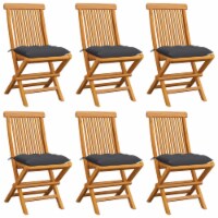 vidaXL Patio Chairs with Anthracite Cushions 6 pcs Solid Teak Wood