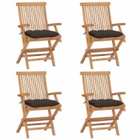 vidaXL Patio Chairs with Taupe Cushions 4 pcs Solid Teak Wood