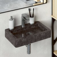 vidaXL Wall-mounted Sink Black 15 x9.4 x2.6 Marble