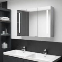 vidaXL LED Bathroom Mirror Cabinet Concrete Gray 35 x5.5 x24.4