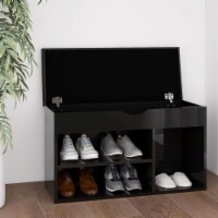 vidaXL Shoe Bench with Cushion High Gloss Black 31.5 x11.8 x18.5 Engineered Wood