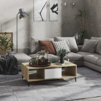vidaXL Coffee Table White and Sonoma Oak 40.7 x23.6 x13.8 Engineered Wood