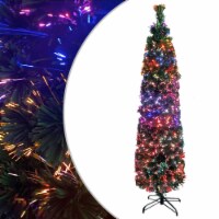 vidaXL Artificial Slim Christmas Tree with Stand 4 ft Fiber Optic