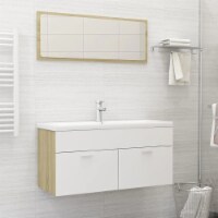 vidaXL Bathroom Furniture Set White and Sonoma Oak Engineered Wood