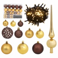 vidaXL 61 Piece Christmas Ball Set with Peak and 150 LEDs Gold&Bronze