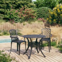 vidaXL 3 Piece Bistro Set Cast Aluminum Black