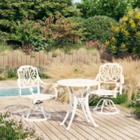 vidaXL 3 Piece Bistro Set Cast Aluminum White