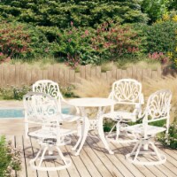 vidaXL 5 Piece Bistro Set Cast Aluminum White
