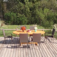 vidaXL 7 Piece Patio Dining Set Poly Rattan Brown