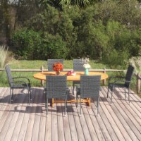 vidaXL 7 Piece Patio Dining Set Poly Rattan Gray