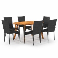 vidaXL 7 Piece Patio Dining Set Black
