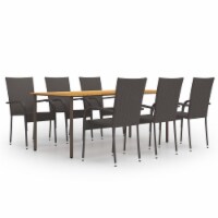 vidaXL 7 Piece Patio Dining Set Poly Rattan Brown