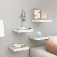 vidaXL Floating Wall Shelves 4 pcs Oak and White 9.1 x9.3 x1.5 MDF